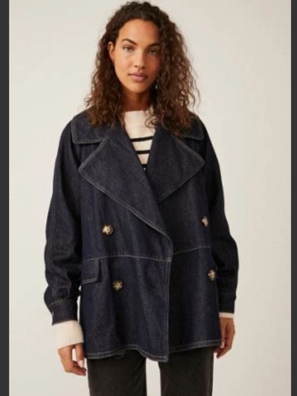Free People Denim Car Coat Size M